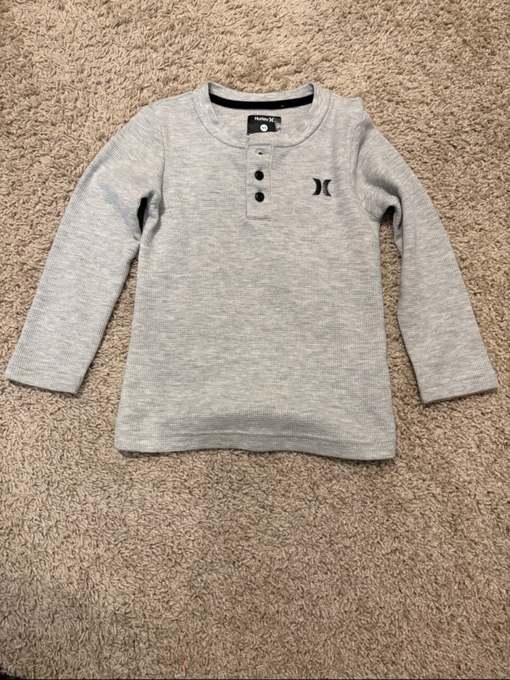Hurley Light Gray Henley Long Sleeve Top - Kids